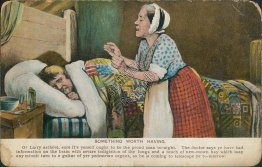 Something Worth Having, Man Sick in Bed - Early 1900's Postcard