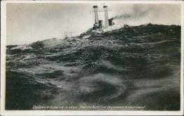 US Navy Battleship Delaware, Rough Sea - Early 1900's RP Photo Postcard