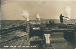 Target Practice, US Navy Battleship USS Utah Early 1900's RP Photo Ship Postcard