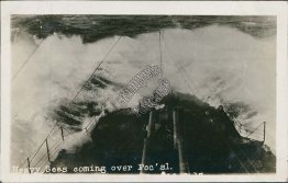 Heavy Seas, US Navy Ship Deck - Early 1900's Real Photo RP Postcard
