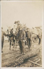 Army Soldiers Posing Next to Horse Drawn Wagon - Early 1900's RP WWI Postcard