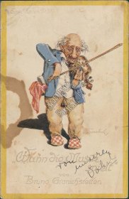Old Man, Violin, Bruno Granichstaedten Austrian Music Postcard