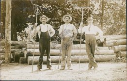 Group of Men Holding Rakes, VT Vermont - Early 1900's RP Photo Postcard