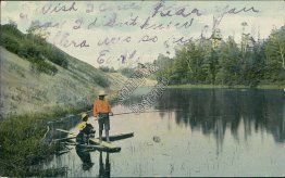 Boys Fishing - Early 1900's Black Americana Postcard