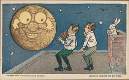 2 Boys, Bunny, Moon Face, Boston Sunday American Pre-1907 Comic Postcard
