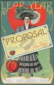 Leap Year - Proposal From Cupid - Will You Accept This? Early Embossed Postcard
