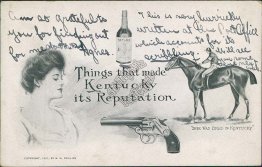 Race Horse, Gun, Taylor Bourbon, Gun, Winchester, KY Kentucky 1907 Postcard