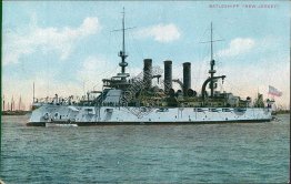 US Navy Battleship New Jersey - Early 1900's Ship Postcard