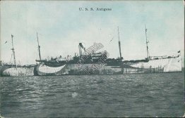 US Navy Transport Ship U.S.S. Antigone - Early 1900's WWI Postcard