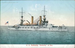 US Navy Battleship USS Kentucky - Early 1900's Ship Postcard