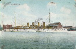 US Navy Ship USS Columbia - Early 1900's Postcard