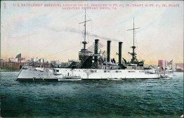 US Navy Battleship Missouri, Newport News, VA Early 1900's Postcard