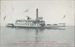 Steamer Chatteaugay, Auto Ferry, Lake Champlain, VT, Port Kent, NY 1927 Postcard