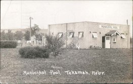 Municipal Pool, Tekamah, NE Nebraska - 1942 Real Photo RP Postcard