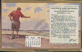 Sower, Carlton & Carlton Bankers, Wauchula, FL April 1912 Calendar Postcard
