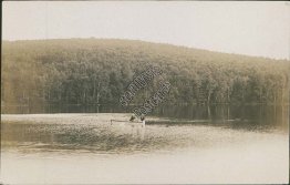 Women in Canoe, Lake 1908 Photo RP South L. & M. Falls, VT RPO Cancel Postcard