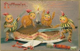 JOL Watermelon Goblins Cutting Cake - TUCK HALLOWEEN Series 150 Postcard