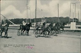 Harness Horse Racing, Inner State Fair, Trenton, NJ 1910 Postcard