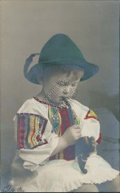 Boy Smoking Tobacco Pipe - Early 1900's Real Photo RP Tinted Postcard