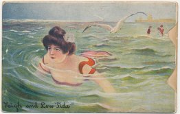 High and Low Tide - Mechanical Bathing Beauty Foldout Postcard