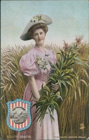 South Dakota Belle State Girl - Early 1900's TUCK Postcard