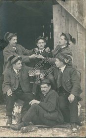 Group of Men Drinking Beer - Early 1900's Real Photo RP Postcard
