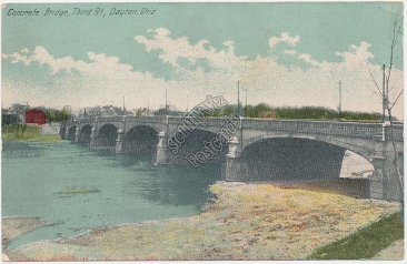 Concrete Bridge, Third St., Dayton, OH Ohio - Early 1900's Postcard