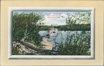 Steamer on the River Saskatchewan, Edmonton, Alberta AB - Early 1900's Postcard