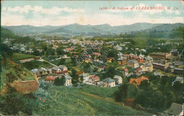 Bird's Eye View, Section of Clarksburg, WV West Virginia 1908 Postcard