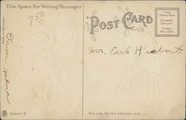 Victorian Lady, Kids w/ Banjo, Flute - Early 1900's Silk Greetings Postcard