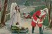 Santa Pulling Sled of Toys, Angel - Early 1900's Christmas XMAS Postcard